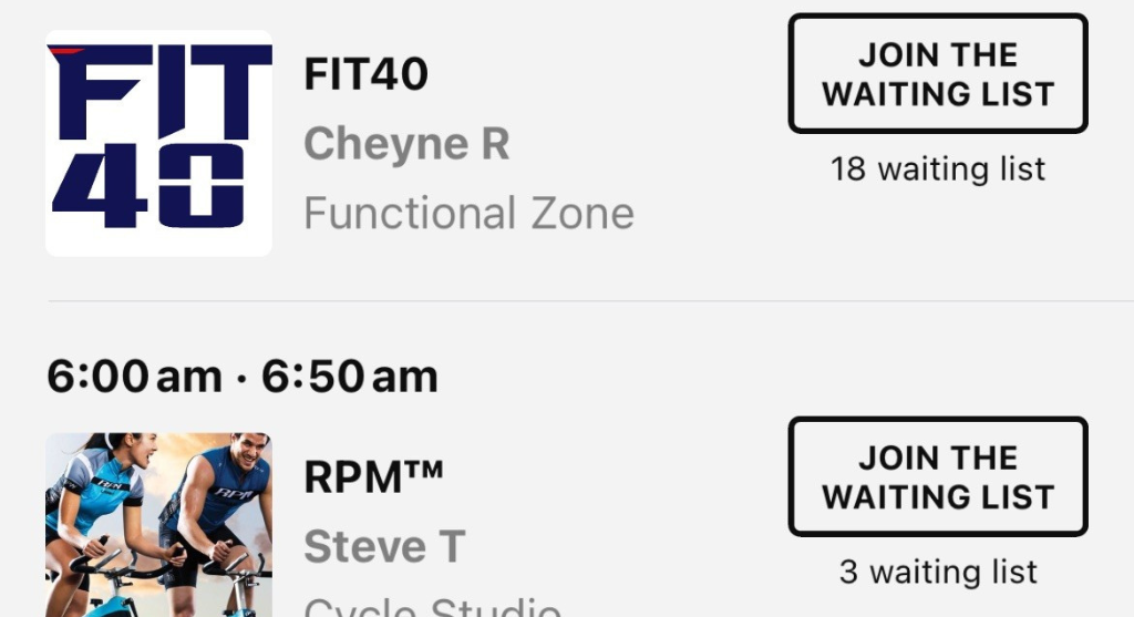 Group Fitness Waitlist Now Available